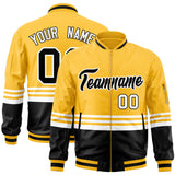 Custom Full-Zip Color Block Letterman Bomber Coat Stitched Letters Logo