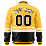 Custom Full-Zip Color Block Letterman Bomber Coat Stitched Letters Logo