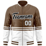 Custom Full-Zip Color Block Letterman Bomber Coat Stitched Letters Logo