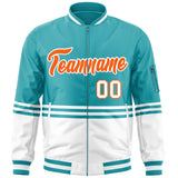 Custom Full-Zip Color Block Letterman Bomber Coat Stitched Letters Logo