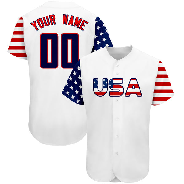 Custom Lacrosse USA Flag Baseball Jersey - VinnyToys