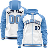 Custom Full-Zip Hoodie For ALL Age Raglan Sleeves Stitched Text Logo Personalized Hip Hop Sportswear