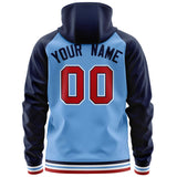 Custom Full-Zip Hoodie For ALL Age Raglan Sleeves Stitched Text Logo Personalized Hip Hop Sportswear