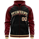 Custom Full-Zip Hoodie Raglan Sleeves Hoodie Embroideried Your Team Logo Personalized Sportswear All Age