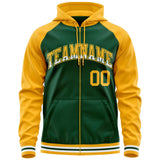 Custom Full-Zip Raglan Sleeves Hoodie Sports Fashion Sweatshirt For All Age Embroideried Your Team Logo