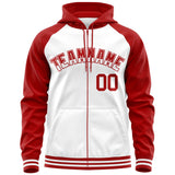 Custom Unique Long-Sleeve Training Full-Zip Raglan Sleeves Hoodie Sports For Unisex Stitched Name Number