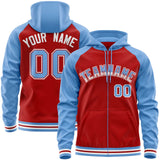 Custom Stitched Your Team Logo and Number Raglan Sleeves Sports Full-Zip Sweatshirt Hoodie For All Age