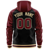 Custom Stitched Your Team Logo and Number Raglan Sleeves Sports Full-Zip Sweatshirt Hoodie For Unisex