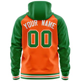 Custom Unique Long-Sleeve Training Full-Zip Raglan Sleeves Hoodie Sports For Unisex Stitched Name Number