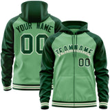 Custom Stitched Your Team Logo and Number Raglan Sleeves Sports Full-Zip Sweatshirt Hoodie For Unisex