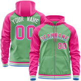 Custom Stitched Your Team Logo and Number Raglan Sleeves Sports Full-Zip Sweatshirt Hoodie For Adult Youth