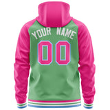 Custom Stitched Your Team Logo and Number Raglan Sleeves Sports Full-Zip Sweatshirt Hoodie For Adult Youth