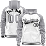 Custom Stitched Your Team Logo and Number Raglan Sleeves Sports Full-Zip Sweatshirt Hoodie