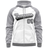 Custom Stitched Your Team Logo and Number Raglan Sleeves Sports Full-Zip Sweatshirt Hoodie