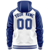 Custom Text Logo And Number Ragalan Sleeves Fashion Full-Zip Hoodie For All Age Sport Sweatshirt