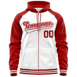 Custom Cotton Full-Zip Raglan Sleeves Hoodie For Adult Youth Personalized Embroideried Your Team Logo