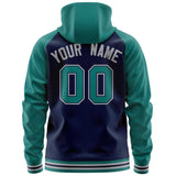 Custom Text Logo And Number Ragalan Sleeves Fashion Full-Zip Hoodie For All Age Sport Sweatshirt