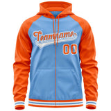 Custom Cotton Full-Zip Raglan Sleeves Hoodie For Adult Youth Personalized Embroideried Your Team Logo