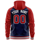 Custom Tailor Made Full-Zip Raglan Sleeves Hoodie Sportswear For Adult Youth Stitched Team Name Number