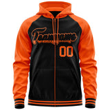 Custom Tailor Made Full-Zip Raglan Sleeves Hoodie Sportswear For Unisex Stitched Team Name Number