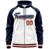 Custom Tailor Made Full-Zip Raglan Sleeves Hoodie Sportswear For Unisex Stitched Team Name Number