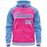 Custom Tailor Made Full-Zip Raglan Sleeves Hoodie Sportswear For Adult Youth Stitched Team Name Number