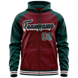 Custom Tailor Made Full-Zip Raglan Sleeves Hoodie Sportswear For Unisex Stitched Team Name Number