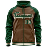 Custom Tailor Made Full-Zip Raglan Sleeves Hoodie Sportswear For Unisex Stitched Team Name Number