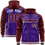 Custom Bespoke Long-Sleeve Full-Zip Hoodie Raglan sleeves Embroideried Your Team Logo and Number For Unisex