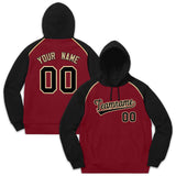 Custom Pullover Hoodie Raglan Sleeves Embroideried Sweatshirt Your Team Logo And Number Adult Youth