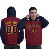 Custom Pullover Hoodie Raglan Sleeves Sports Hoodie Stitched Text Logo And Number For Man