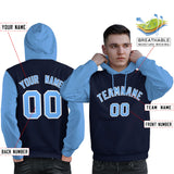 Custom Pullover Hoodie Raglan Sleeves Sports Hoodie Stitched Text Logo And Number For Man