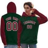 Custom Pullover Hoodie Raglan Sleeves Sports Hoodie Stitched Text Logo And Number For Women