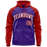 Custom Tailor Made Full-Zip Raglan Sleeves Hoodie Sports Fashion Sweatshirt Embroideried Your Team Logo