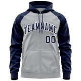 Custom Tailor Made Full-Zip Raglan Sleeves Hoodie Sports Fashion Sweatshirt Embroideried Your Team Logo