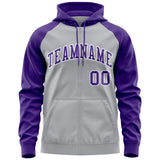 Custom Your Logo Workwear Full-Zip Raglan Sleeves Hoodie for Outdoor Team Work Uniform Unisex