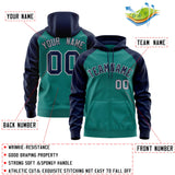 Custom Unisex Full-Zip Hoodie Raglan Sleeves Sports Hoodie Stitched Text Logo And Number Adult Youth