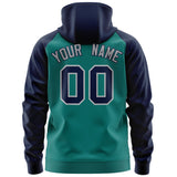 Custom Unisex Full-Zip Hoodie Raglan Sleeves Sports Hoodie Stitched Text Logo And Number Adult Youth