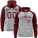 Custom Made to Order Long-Sleeve Full-Zip Hoodie Raglan Sleeves Embroideried Your Team Logo and Number