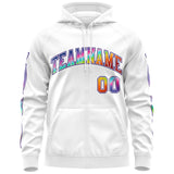 Custom Unisex Colorful Flame Sports Full-Zip Sweatshirt Hoodie Stitched Name Number