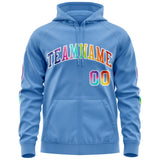 Custom Unisex Colorful Flame Sports Full-Zip Sweatshirt Hoodie Stitched Name Number