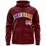 Custom Unisex Colorful Flame Sports Full-Zip Sweatshirt Hoodie Stitched Name Number