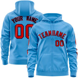 Custom Your Own Full-Zip Hoodies With Flame Stitched Team Name Number Logo