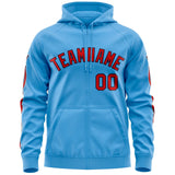 Custom Your Own Full-Zip Hoodies With Flame Stitched Team Name Number Logo