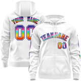 Custom Your Own Full-Zip Colorful Flame Hoodies Stitched Team Name Number Logo