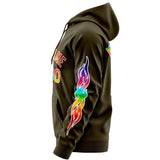 Custom Your Own Full-Zip Colorful Flame Hoodies Stitched Team Name Number Logo