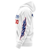 Custom Unisex Single-Tone Flame Sports Full-Zip Sweatshirt Hoodie Stitched Name Number