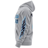 Custom Unisex Single-Tone Flame Sports Full-Zip Sweatshirt Hoodie Stitched Name Number