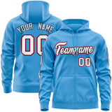 Custom Full Zip Hoodie With Flame Stitched Text Logo Personalized Hip Hop Sweatshirts