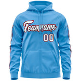 Custom Full Zip Hoodie With Flame Stitched Text Logo Personalized Hip Hop Sweatshirts